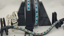 Aquamarine, Blue Zircon and Clear 3 Row Leather Belt