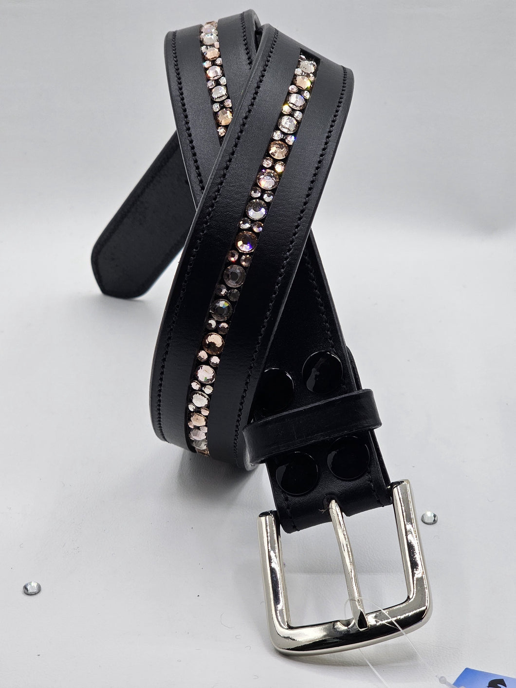 Peach, Gold Quartz, Lt. Gold Quartz Mix Leather Belt