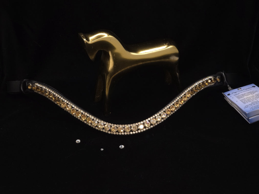 Golden Honey Lt Colorado Topaz Smoked Topaz & Clear 3 Row Ombre Easy Snap Browband
