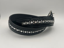 Black Patent Leather Belt with Clear Crystals