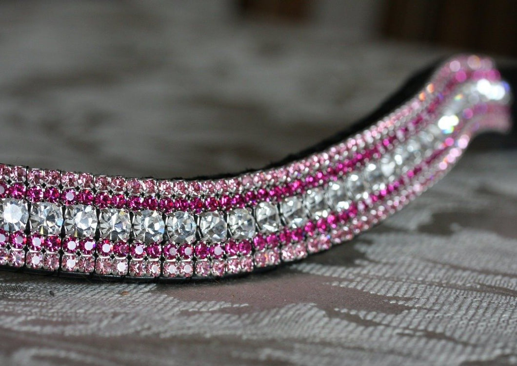 Clear, fuchsia and light rose megabling curve browband