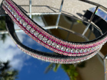 Clear, fuchsia and light rose megabling curve browband