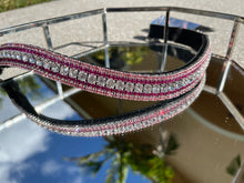 Clear, fuchsia and light rose megabling curve browband
