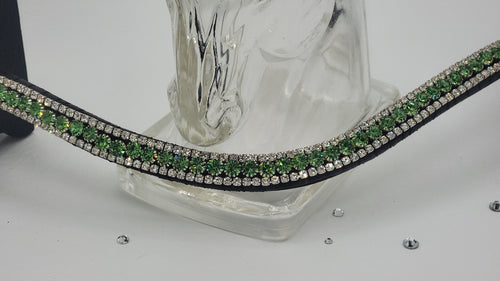 Light Emerald Green (Ernite) and Clear 3 Row Easy Snap Browband