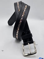 Peach, Gold Quartz, Lt. Gold Quartz Mix Leather Belt