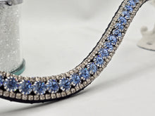 Lt. Sapphire and Clear 3 Row Easy On/Off Crystal Rivet Browband