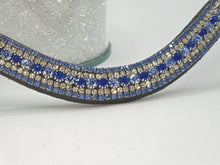 Shades of Sapphire and Clear 5 Row Easy Snap Browband