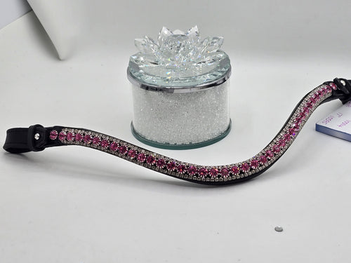 Pink and Clear 3 Row Crystal Rivet Browband