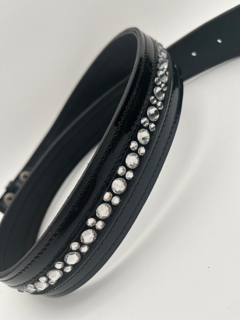 Jolie Paris - Black and crystal belt DOLLY CLASSIC CRYSTAL LEATHER BELT | BLACK001 - GOOD AMERICAN main image 2