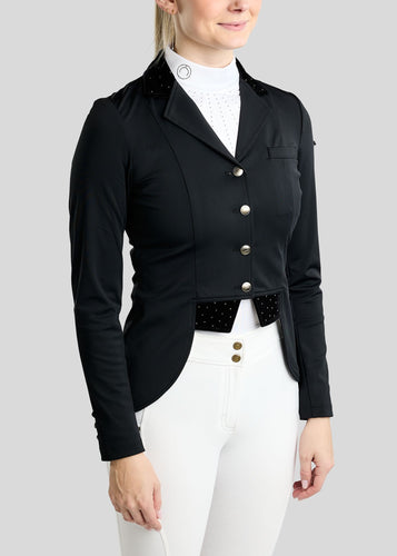 Montar MoValerie Short Tailcoat with Velvet Details and Golden Quartz Crystals FW 26