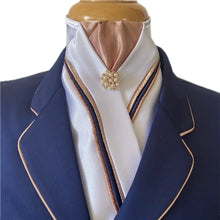 HHD White Satin Stock Tie Triple Piping