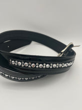 Black Patent Leather Belt with Clear Crystals