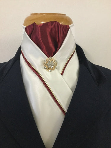 HHD Ivory Cream Stock Tie Maroon & Gold