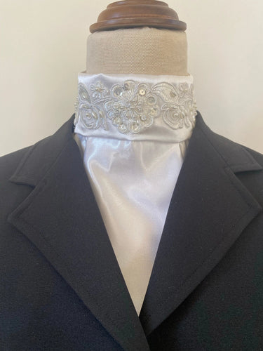 HHD Ivory Euro Stock Tie Helena Pearls & Sequins