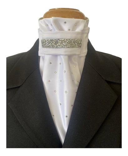 HHD White Euro Stock Tie Lou Lou in Silver with Swarovski Crystals