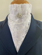 HHD White Satin n' Lace Euro Stock Tie Lilly
