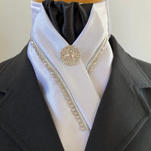 HHD White Satin Rhinestone Stock Tie Black