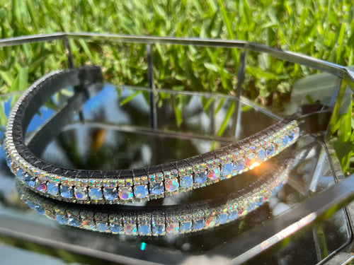 Alternating Crystal AB, Light Sapphire, Light Sapphire Opal, with Crystal AB Browband
