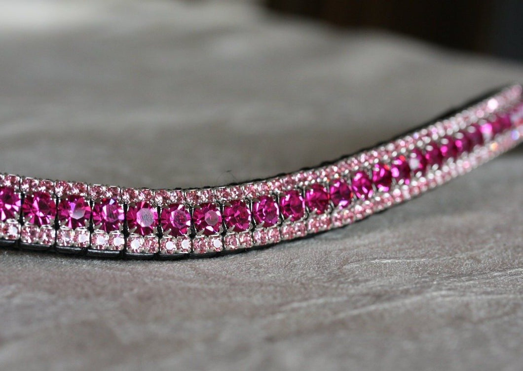 Fuchsia and Light Rose Browband