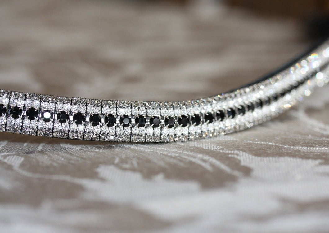 Jet, clear, & black diamond antique wave browband