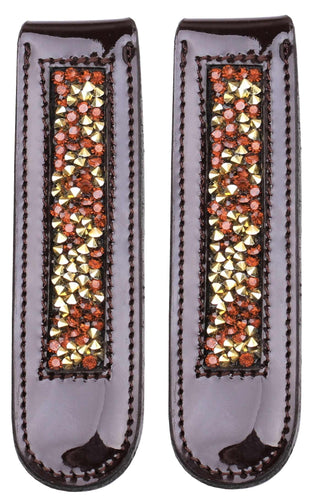 SD® BOOT CLIP. BROWN PATENT CRYSTAL ROCKS, SMOKED TOPAZ/GOLD