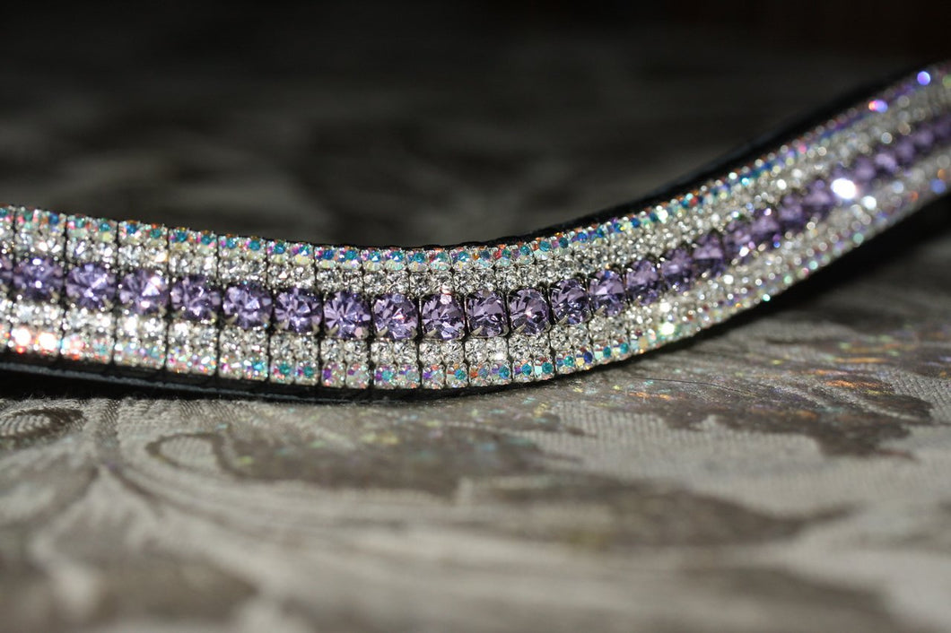 Violet, clear and iridescent curve megabling browband