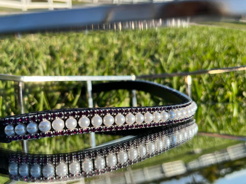 White Pearl and Amethyst Crystal Browband