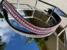 Clear, fuchsia and light rose megabling curve browband