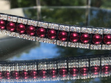 Burgundy Pearl and Clear Crystal Browband