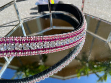 Clear, fuchsia and light rose megabling curve browband