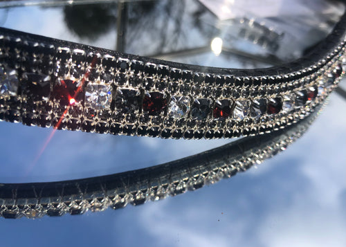 Passier Browband Curved with Big Rhinestones Rose gold/Black